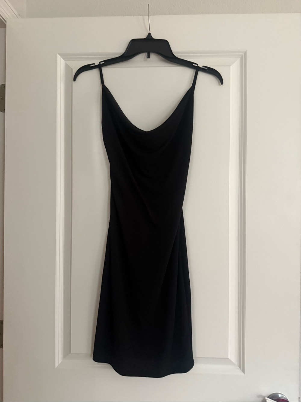 Classic Black Cowl Neck Mini Dress